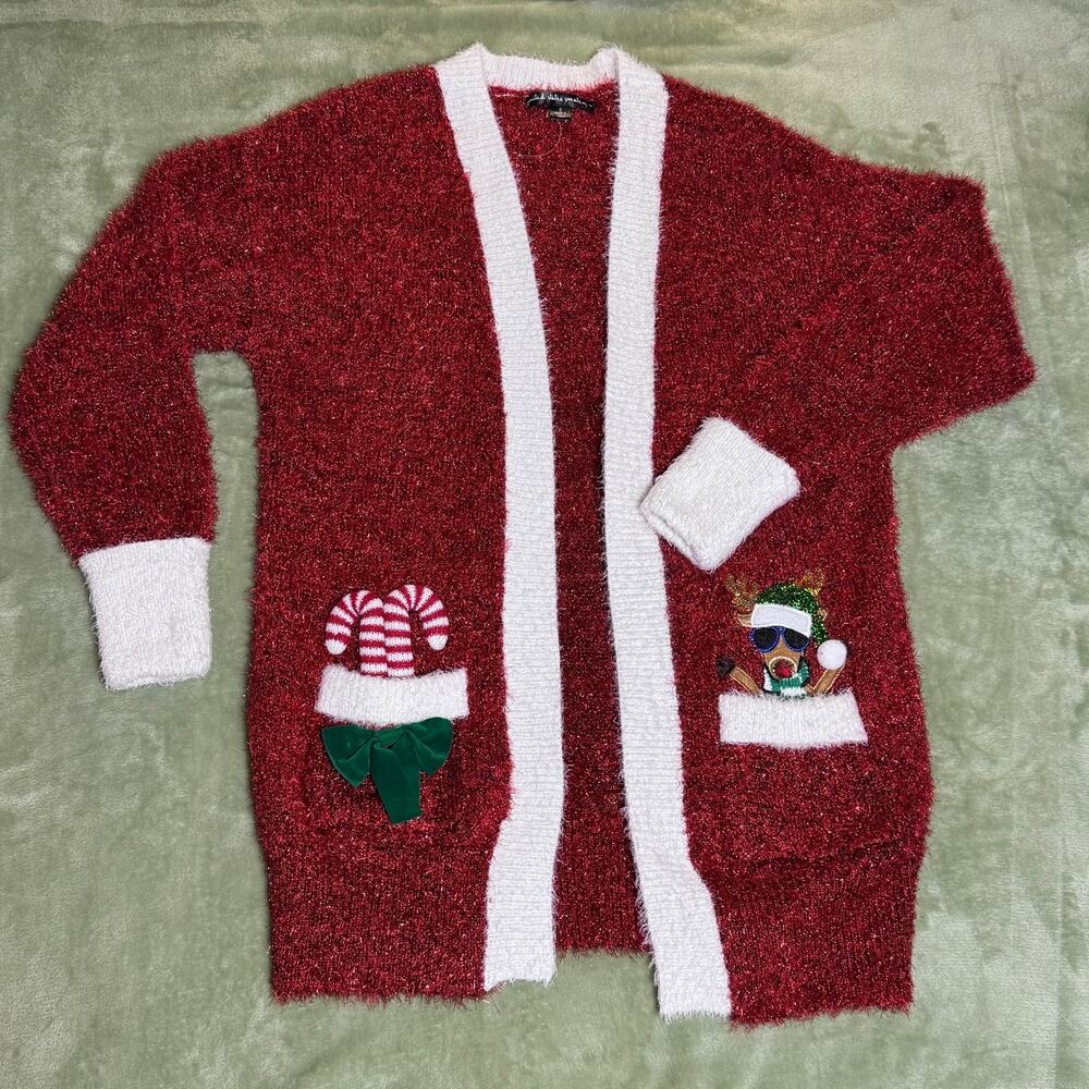 United States Sweaters Holiday Christmas Cardigan Eyelash Knit Ugly Sweater